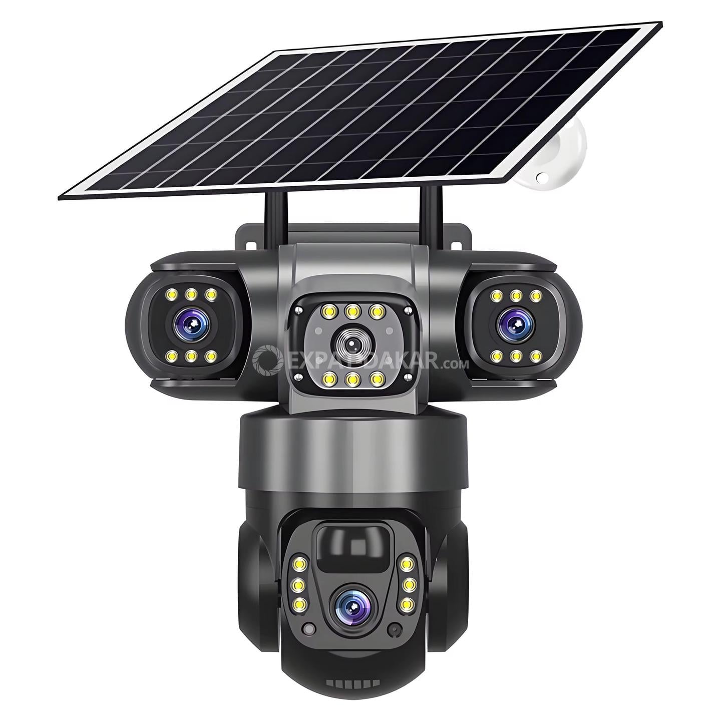 Caméra de surveillance solaire extérieure avec 3 objectifs